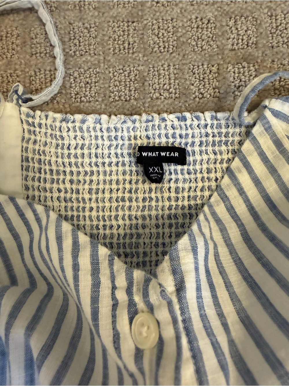 Who What Wear Blue and White Striped Button-Front Midi Dress - Picture 3 of 3